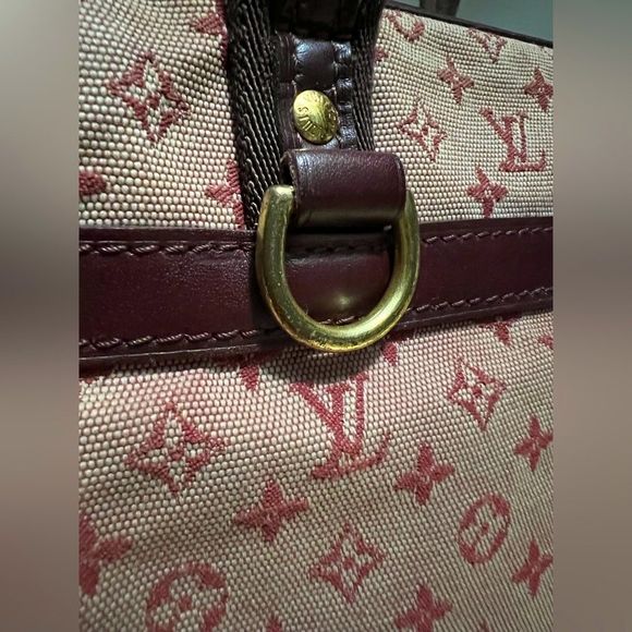 RARE vintage LV denim burgundy Josephine mini Lin. - Picture 6 of 14